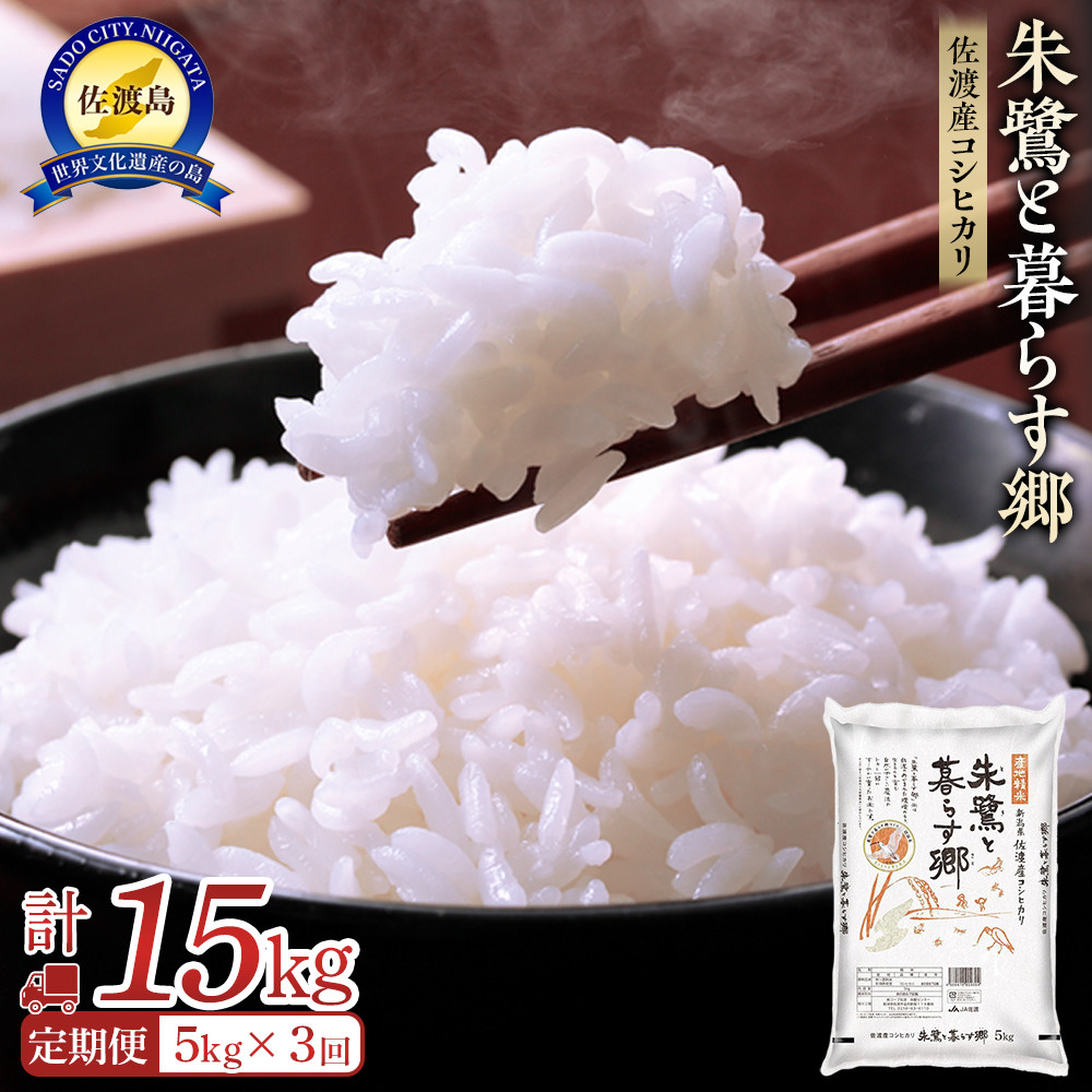 米 定期便 朱鷺と暮らす郷 佐渡産コシヒカリ ( 5kg × 全3回 ) 【令和7年産】新潟県佐渡市63000米・パン白米