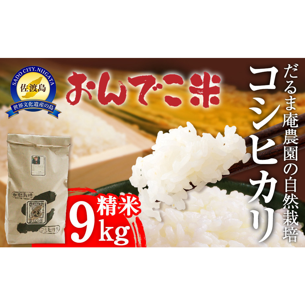【令和7年産】だるま庵農園の自然栽培コシヒカリ精米9キロ【2025年10月中旬より順次発送】新潟県佐渡市42000米・パン白米
