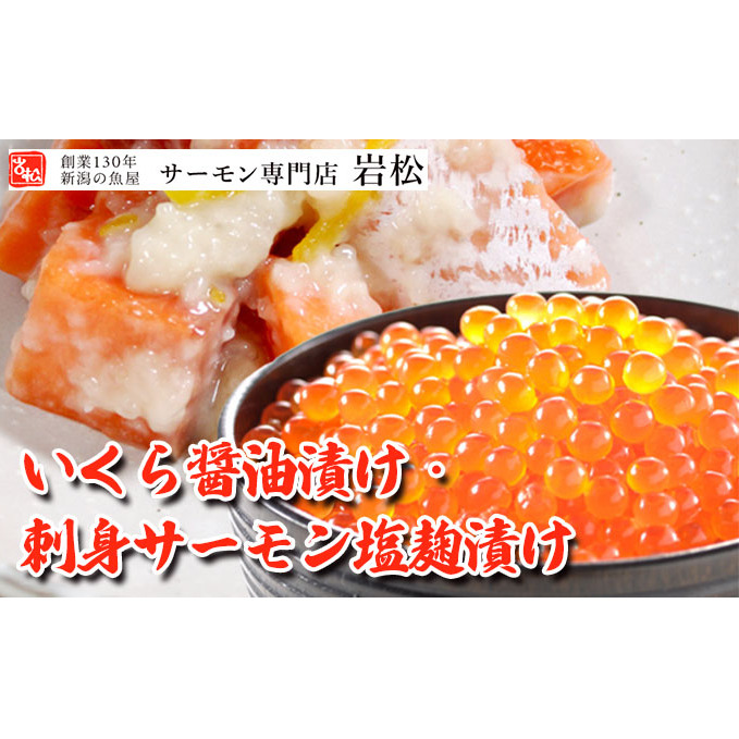 いくら醤油漬け・刺身サーモン塩麹漬け いくら イクラ 醤油漬け いくら醤油漬け 刺身 鮭 さけ サケ しゃけ シャケ サーモン トラウトサーモン おつまみ 魚 海鮮 海産物 魚介 魚介類 惣菜 お