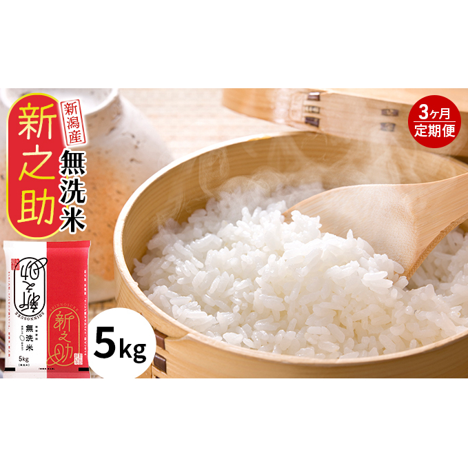 無洗米 新潟産 新之助 5kg 3ヵ月 定期 5kg 定期便 産地直送新潟県新潟市36000米・パン白米