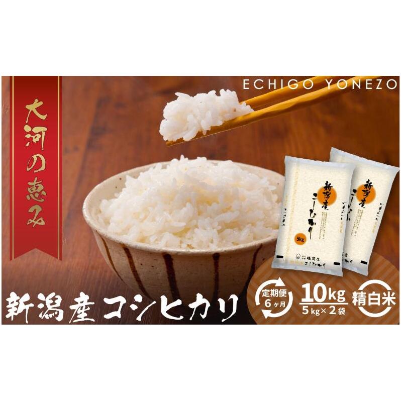 【定期便6ヶ月】新潟市 秋葉区小須戸産コシヒカリ 白米 10kg お米 精米 ご飯 代表 自然 飽きない 自信 美味しい 新潟県新潟市198000米・パン白米