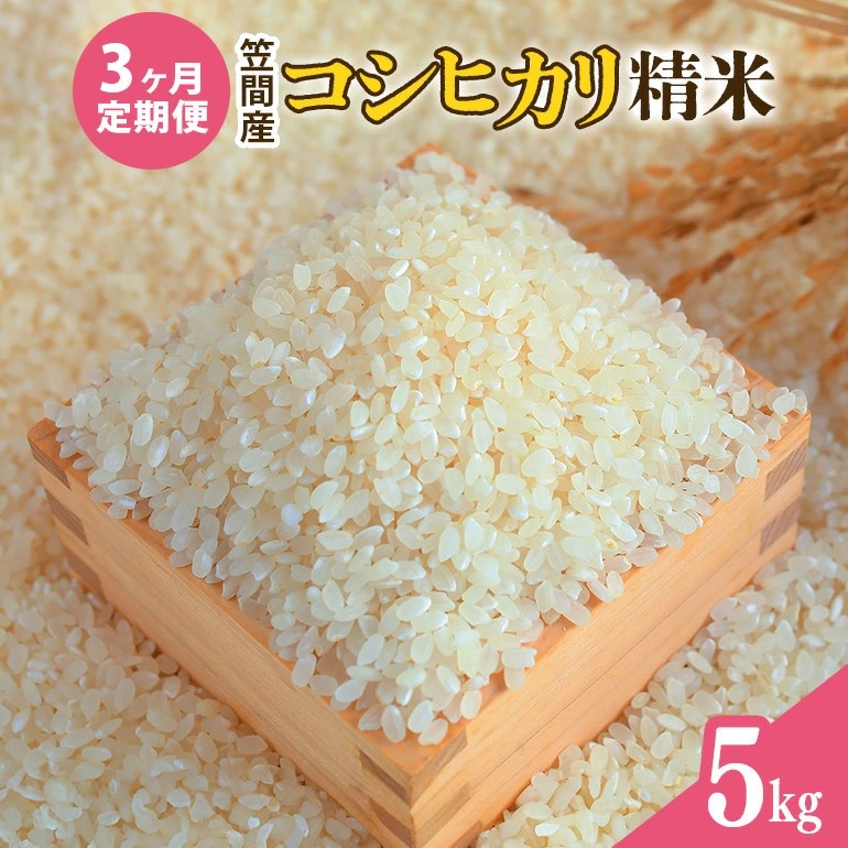 【3カ月定期便】 令和7年度 笠間産 コシヒカリ 5kg (5kg×3回 計15kg) 精米 お米 米 白米 ご飯 茨城県 CU-028茨城県笠間市44000米・パン白米