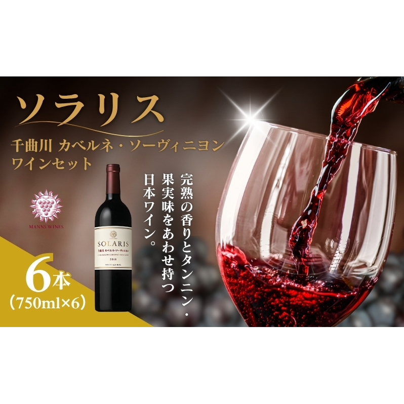 ソラリス 千曲川 カベルネ・ソーヴィニヨン  ワインセット 750ml×6本 赤ワイン お酒 ぶどう酒 タンニン 完熟した香り 果実味 スパイシー 晩酌 おうちディナー 飲み物 家飲み 宅飲み長野県小
