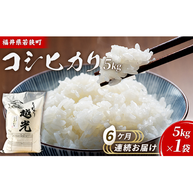 6ケ月連続 福井県若狭町 コシヒカリ (一等米) 5kg(神谷農園) お米 ブランド米 銘柄米 ご飯 おにぎり お弁当 産地直送 和食 主食 福井県若狭町97000米・パン白米