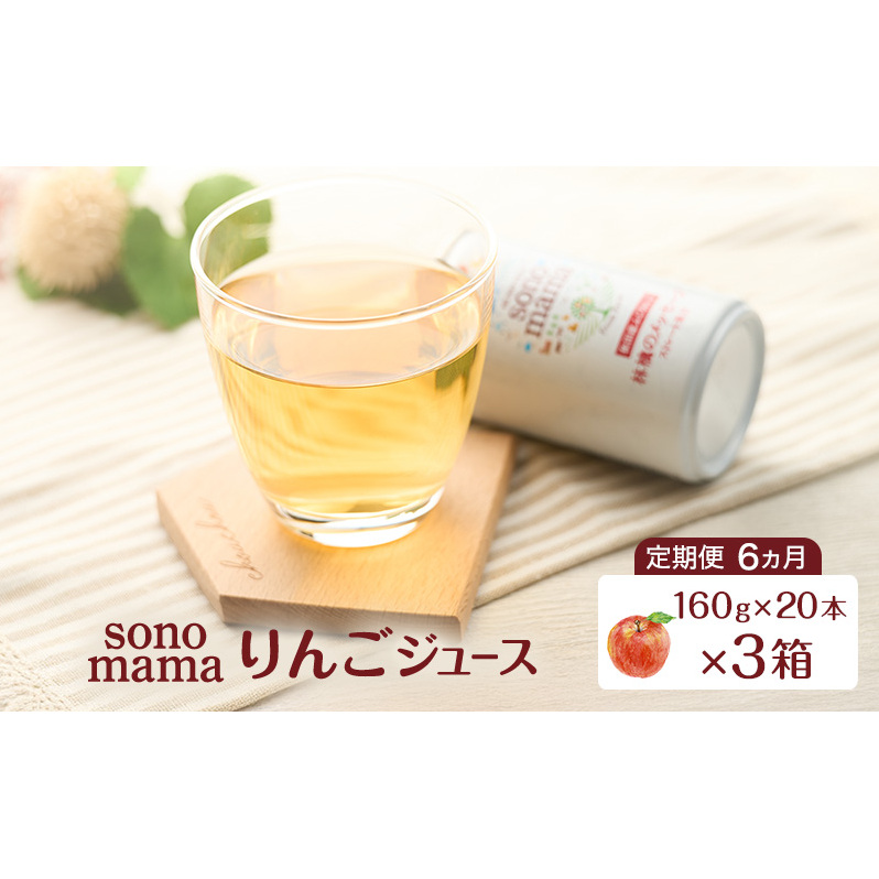 《 定期便 6ヵ月 》 りんごジュース「sonomama」(160g×20本)×3箱 りんご リンゴ ジュース リンゴジュース 飲料秋田県羽後町254000お茶・飲料果汁・野菜飲料