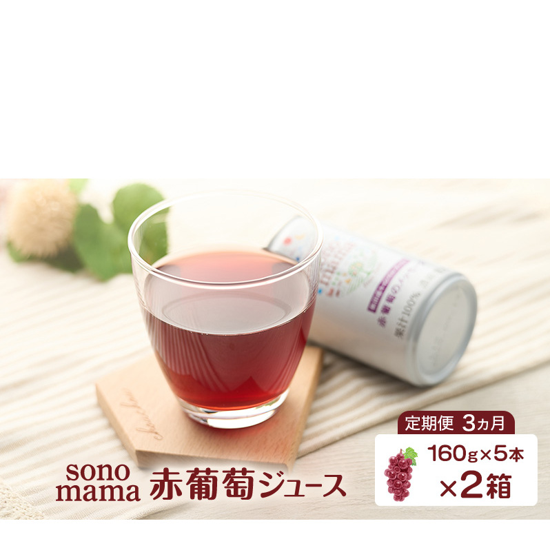 《 定期便 3ヵ月 》 赤葡萄ジュース「sonomama」(160g×5本)×2箱 ぶどう ブドウ ジュース ぶどうジュース 飲料秋田県羽後町32000お茶・飲料果汁・野菜飲料