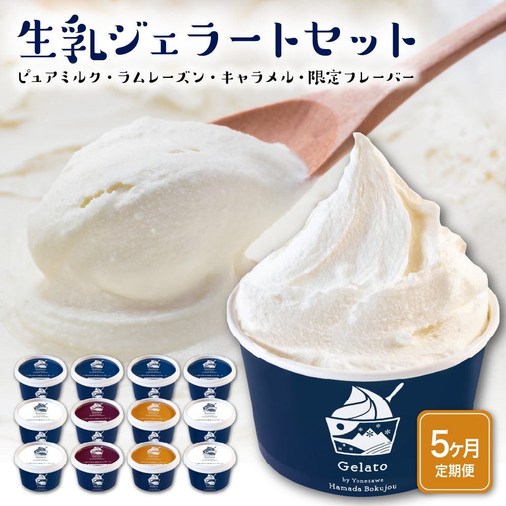 生乳ジェラートセット 5か月定期便(合計60個)山形県米沢市90000菓子・スイーツアイス・ジェラート