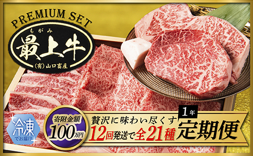 【冷凍】【12回発送で全21種】特選最上牛1年定期便山形県最上町1000000肉