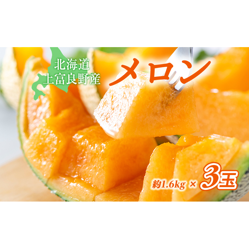 【2024年発送】かみふらの 赤肉メロン 約1.6kg 3玉 セット 北海道 上富良野町 メロン 先行予約 令和6年発送 果物類 フルーツ メロン赤肉 北海道上富良野町20000果物・フルーツメロン・スイカ