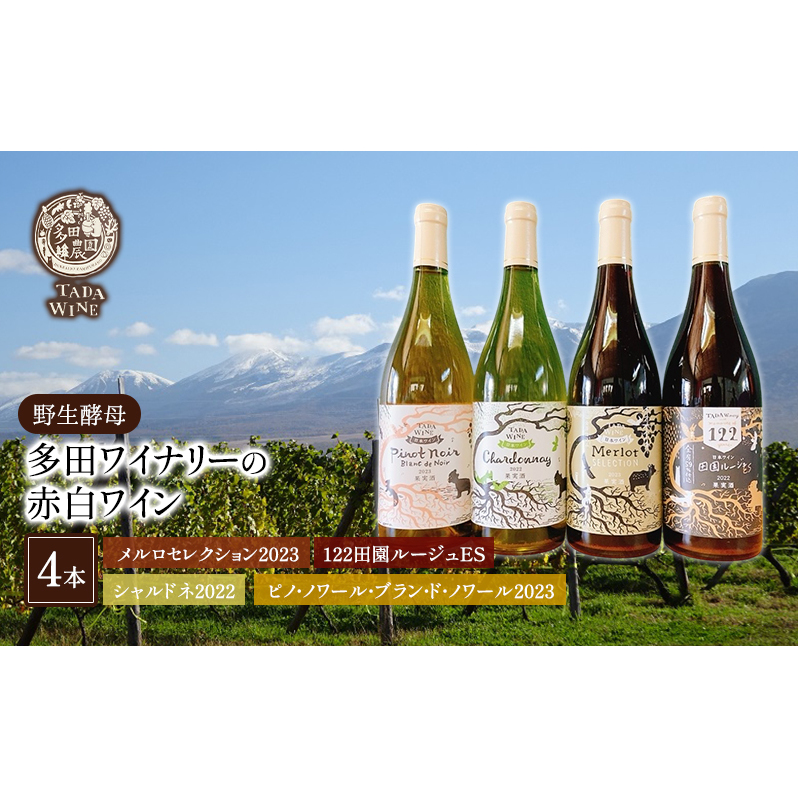 【 野生 酵母 】 多田 ワイナリー の 赤 白 ワイン 4本 セット 赤ワイン 白ワイン 飲み比べ北海道上富良野町52000酒・アルコールワイン