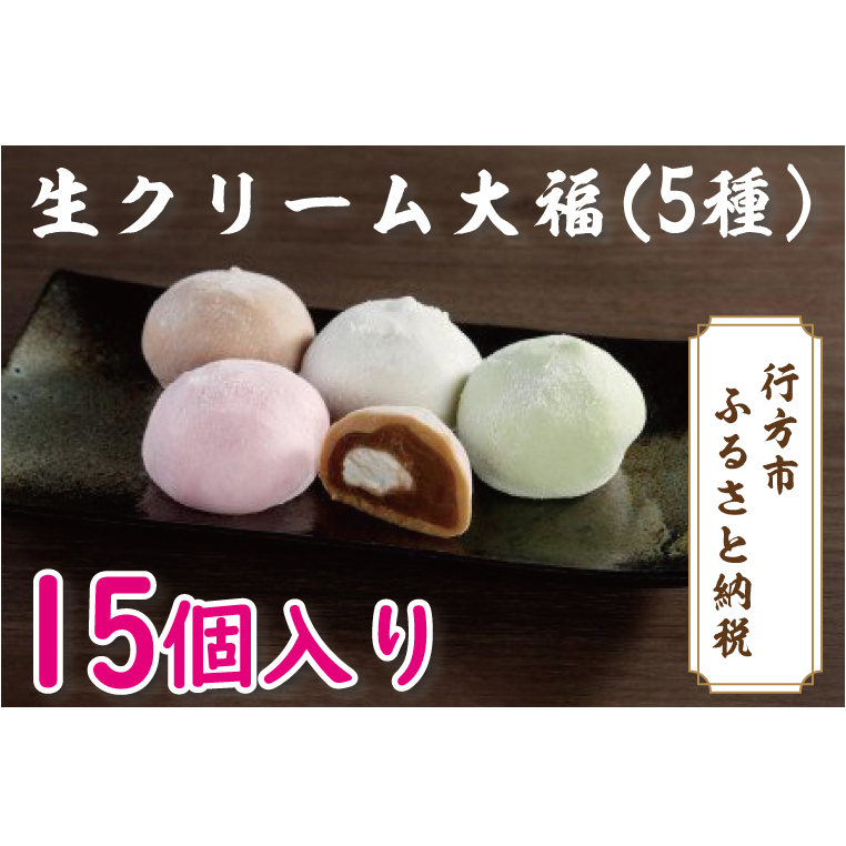 K-12-1 生クリーム大福(5種)15個入り茨城県行方市8000菓子・スイーツその他 和菓子