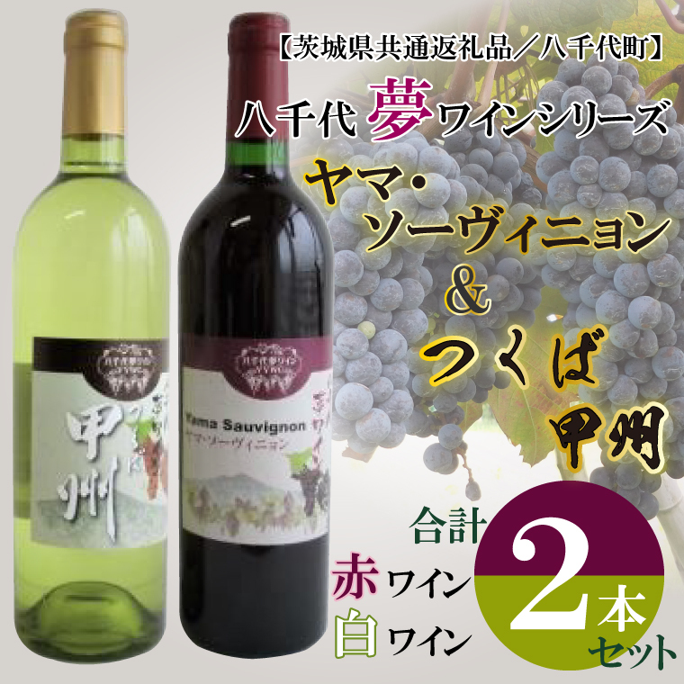 EC-15【茨城県共通返礼品/八千代町】八千代夢ワインシリーズ ヤマ・ソーヴィニョン(赤)・つくば甲州(白)2本セット茨城県行方市17000酒・アルコールワイン