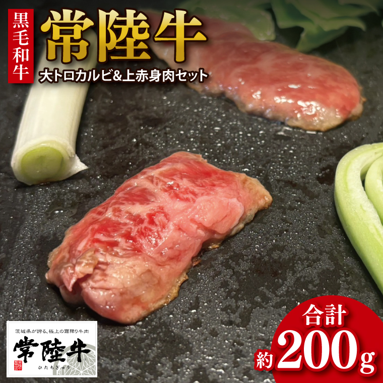 【数量限定】【最短7日発送】黒毛和牛 常陸牛 大トロカルビ(約100g) 上赤身肉(約100g)セット|肉 牛肉 和牛 国産 茨城県産 すぐ 届く(HI-1)茨城県行方市7000肉牛肉