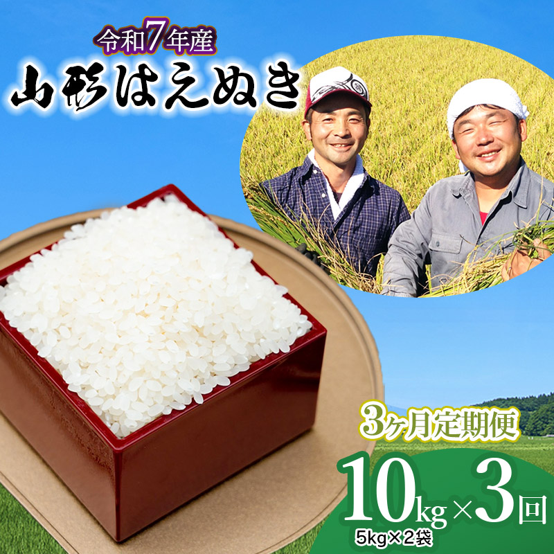 【令和7年産先行予約】【定期便】山形はえぬき 精米10kg(5kg×2袋)×3ヶ月 山形県鶴岡市産 鶴岡ファーマーズ山形県鶴岡市58500米・パン白米