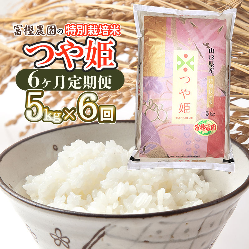 【令和7年産先行予約】【定期便6ヶ月】富樫農園の特別栽培米つや姫 精米5kg×6ヶ月 山形県鶴岡市産 K-732山形県鶴岡市75000米・パン白米