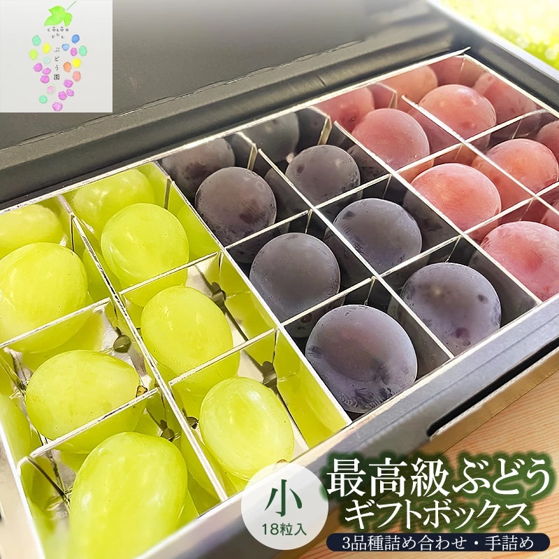 【令和7年産先行予約】最高級ぶどう ギフトボックス【小】18粒入 高級3品種 詰合せ(手詰め) カラフルぶどう園山形県鶴岡市12000果物・フルーツ