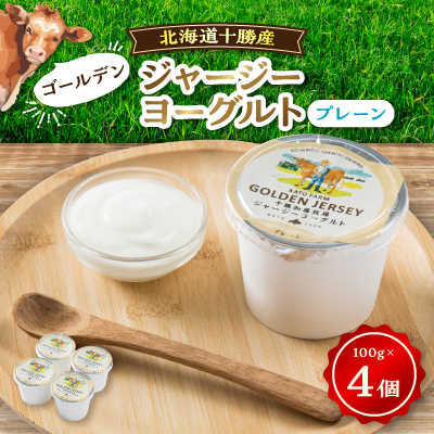 ゴールデンジャージーヨーグルト プレーン 100g×4個入り【配送不可地域:離島】【1355144】北海道帯広市10000卵・乳製品ヨーグルト