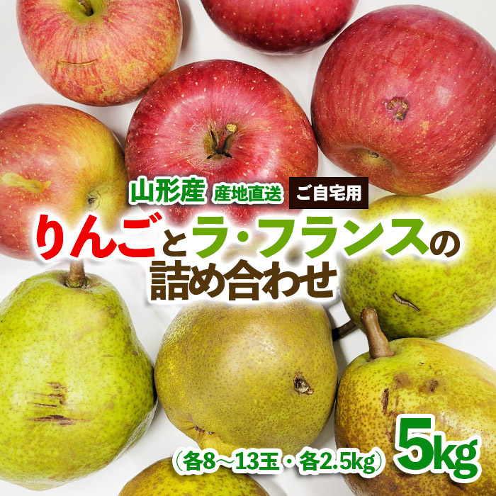 【ご自宅用】サンふじりんごとラ・フランスの詰め合わせ 約5kg FZ23-989山形県山形市12000果物・フルーツりんご・梨