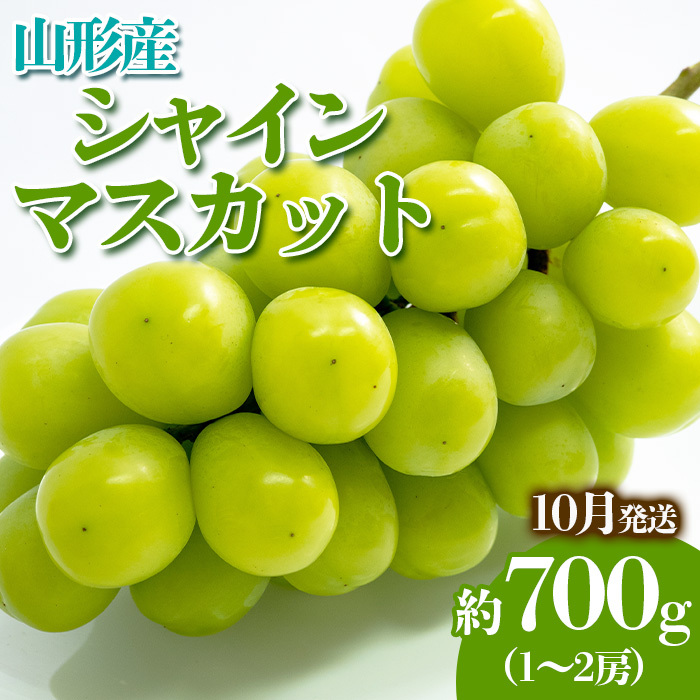 やまがたのぶどう シャインマスカット 10月 秀品 約700g(1〜2房程度) 【令和7年産先行予約】FS23-817山形県山形市13000果物・フルーツマスカット・ぶどう