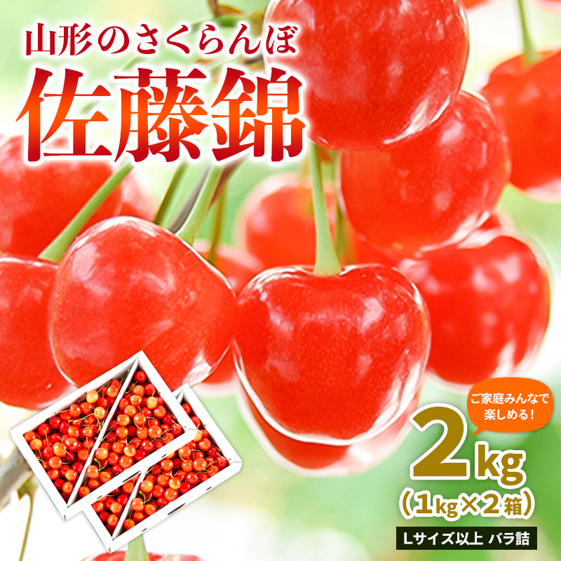 【ご家庭みんなで楽しめる!2kg】山形のさくらんぼ 佐藤錦 2kg Lサイズ以上 バラ詰 (1kg×2箱) 【令和8年産先行予約】FS25-011山形県山形市35000果物・フルーツさくらんぼ