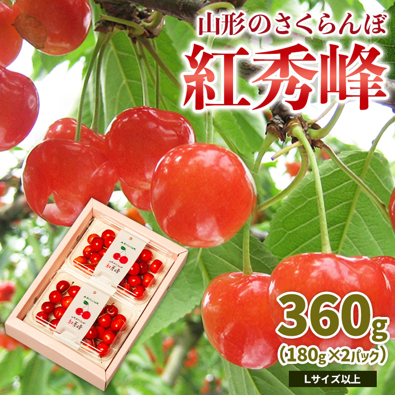 山形のさくらんぼ 紅秀峰 360g Lサイズ以上 (180g×2パック) 【令和8年産先行予約】FS25-021山形県山形市10000果物・フルーツさくらんぼ