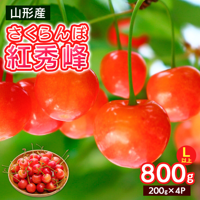 さくらんぼ Lサイズ以上 紅秀峰 800g(200g×4パック)【令和8年産先行予約】FS25-065山形県山形市27000果物・フルーツさくらんぼ