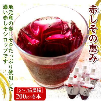 濃い赤しそシロップ「赤しその恵み」6本×約200g 濃縮タイプの赤紫蘇ジュース かさばらない容器【1115986】兵庫県新温泉町20000鍋セット・総菜・加工食品その他 鍋セット・総菜・加工食品