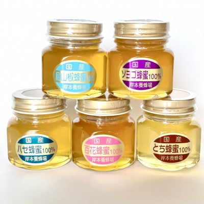 国産純粋はちみつ 50g×5種類 詰め合わせセット +150g瓶(百花)1個【1418558】兵庫県新温泉町14000鍋セット・総菜・加工食品ジャム・はちみつ