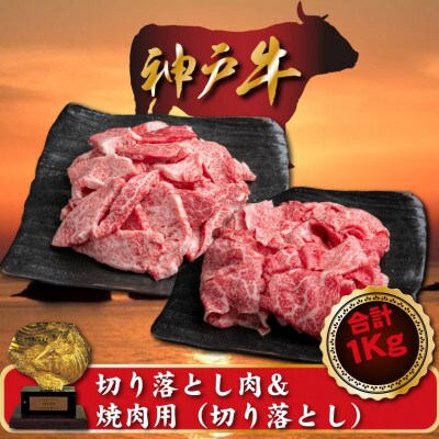 訳あり 神戸牛 切り落とし肉&焼肉(切り落とし) 500gずつ 計1000g SOSY2【配送不可地域:離島】【1517916】兵庫県新温泉町22000肉牛肉