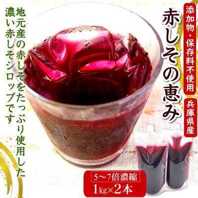 濃い赤しそシロップ「赤しその恵み」2本×1kg(5〜7倍濃縮)国産赤紫蘇ジュース  かさばらない容器【1529372】兵庫県新温泉町26000鍋セット・総菜・加工食品その他 鍋セット・総菜・加工食品