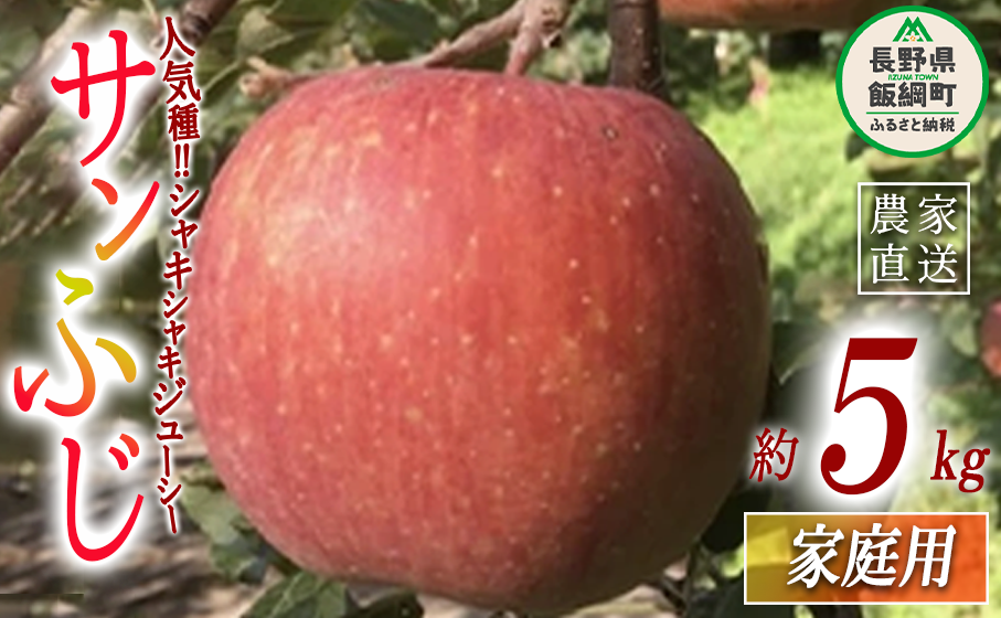 りんご サンふじ 家庭用 5kg 丸西農園 沖縄県への配送不可 2025年12月中旬頃から2026年1月上旬頃まで順次発送予定 令和7年度収穫分 特別栽培農産物 ( 除草剤 化学肥料 不使用 ) 信州 果物 フルー