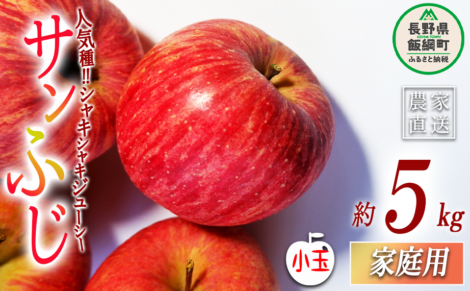 りんご サンふじ 家庭用 ( 小玉 ) 5kg 丸山りんご園 沖縄県への配送不可 2025年12月上旬頃から2025年12月下旬 頃まで順次発送予定 令和7年度収穫分 信州 果物 フルーツ リンゴ 林檎 長野 11000円 予