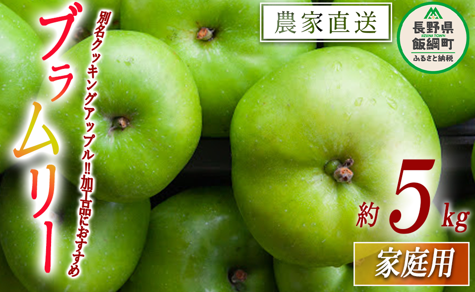 りんご ブラムリー 家庭用 5kg 山岸ファーム 沖縄県への配送不可 2025年8月中旬頃から2025年8月下旬頃まで順次発送予定 令和7年度収穫分 信州 果物 フルーツ リンゴ 林檎 長野 11000円 予約 農家