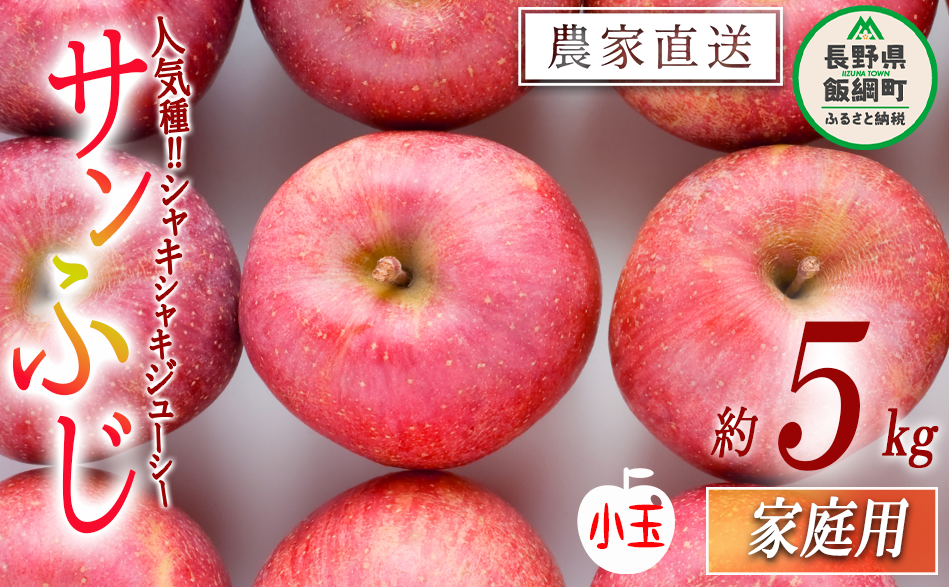 りんご サンふじ 家庭用 ( 小玉 ) 5kg 山岸ファーム 沖縄県への配送不可 2025年12月上旬頃から2025年12月下旬頃まで順次発送予定 令和7年度収穫分 信州 果物 フルーツ リンゴ 林檎 長野 11000円 予