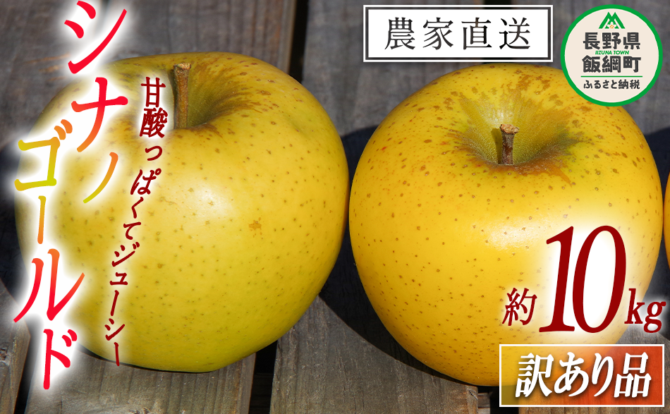 りんご シナノゴールド 訳あり 10kg マルヤマフルーツ農園 沖縄県への配送不可 2024年11月上旬頃から2024年11月中旬頃までお申込み順に発送予定 令和6年度収穫分 農産物認証50-30 減農薬栽培 (