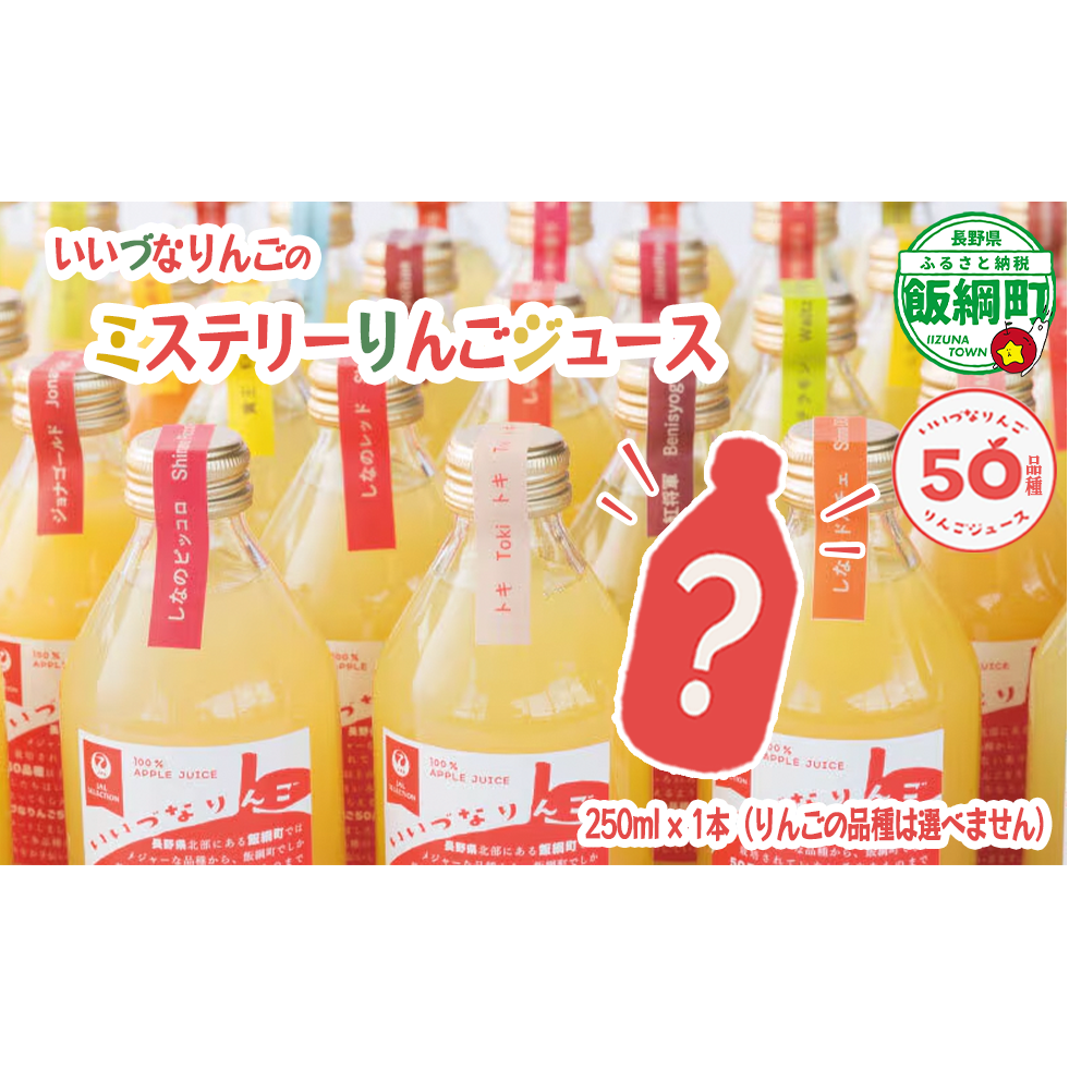 ミステリーりんごジュース 信州 飯綱産りんごジュース【 品種おまかせ 】 250ml × 1本 いいづなりんご50品種りんごジュース 泉が丘喫茶室 沖縄県への配送不可 飲料 果汁飲料 りんご リンゴ