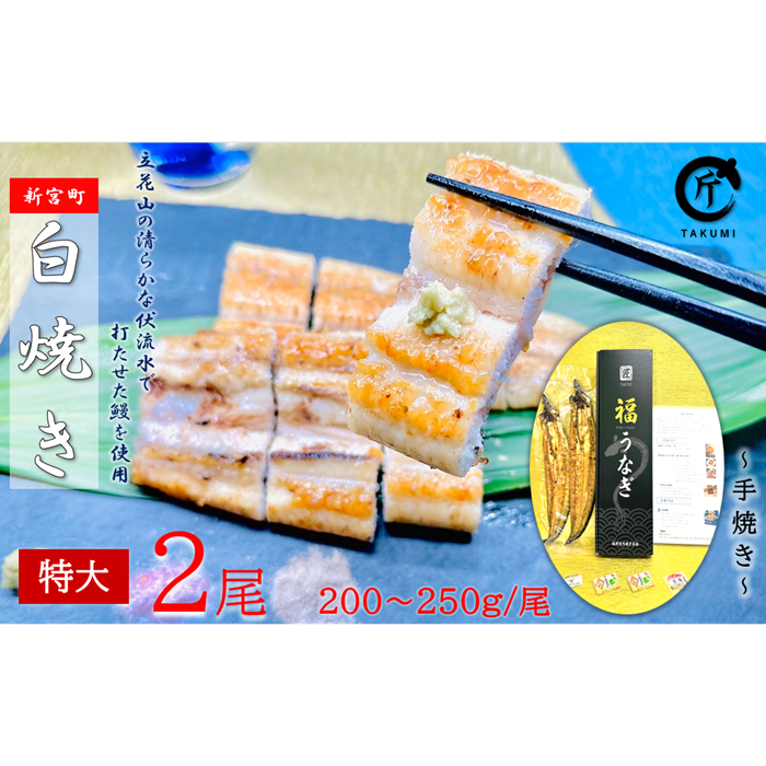 AE188.うなぎ白焼2尾(計400〜500g)福岡県新宮町15000魚介・海産物うなぎ