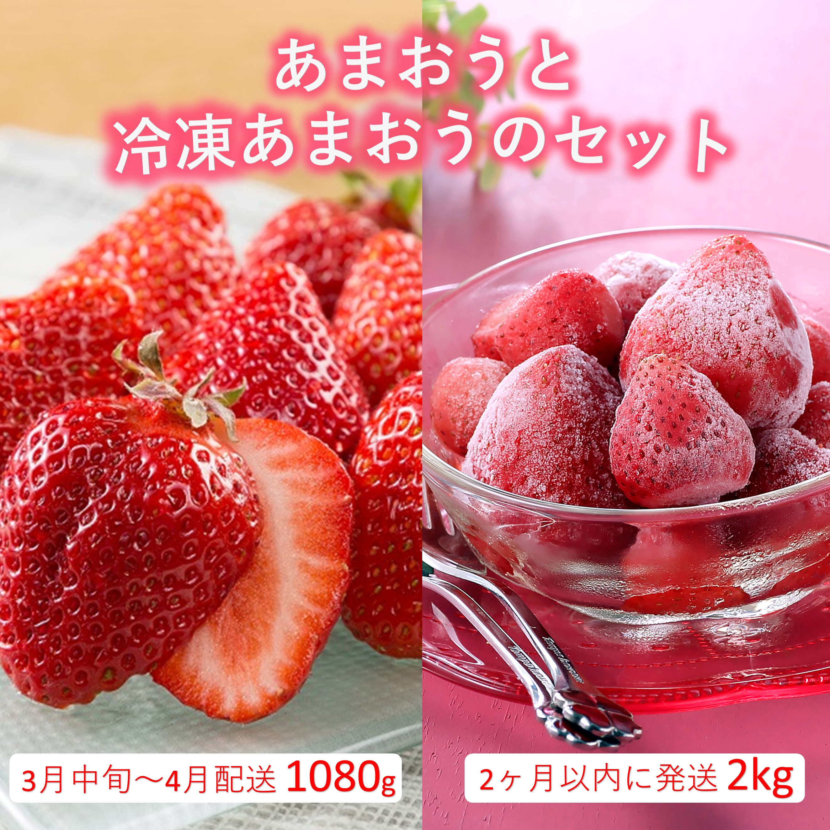 B384.あまおう約1,080gと冷凍あまおう約2kgのセット【あまおう】福岡県新宮町20000果物・フルーツいちご