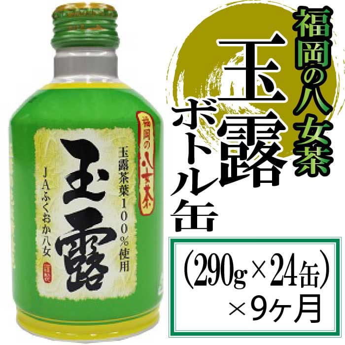 JA017.【全9回定期便】福岡の八女茶.玉露ボトル缶(290g×24缶)【八女茶】福岡県新宮町110000お茶・飲料お茶