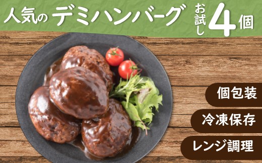 Z266.累計300万個突破記念!お試し4個!デミハンバーグ【150g×4個】福岡県新宮町5000肉
