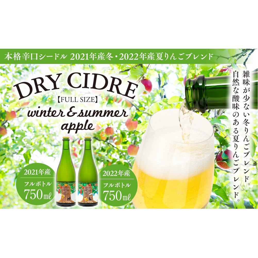 シードル 冬・夏りんごブレンド フルボトル 2本 セット きめ細かい泡立ち 爽快で深み感じる 本格辛口シードル 辛口 りんご酒 アルコール お酒 酒 飲み比べ 飲み比べセット 詰め合わせ 信州