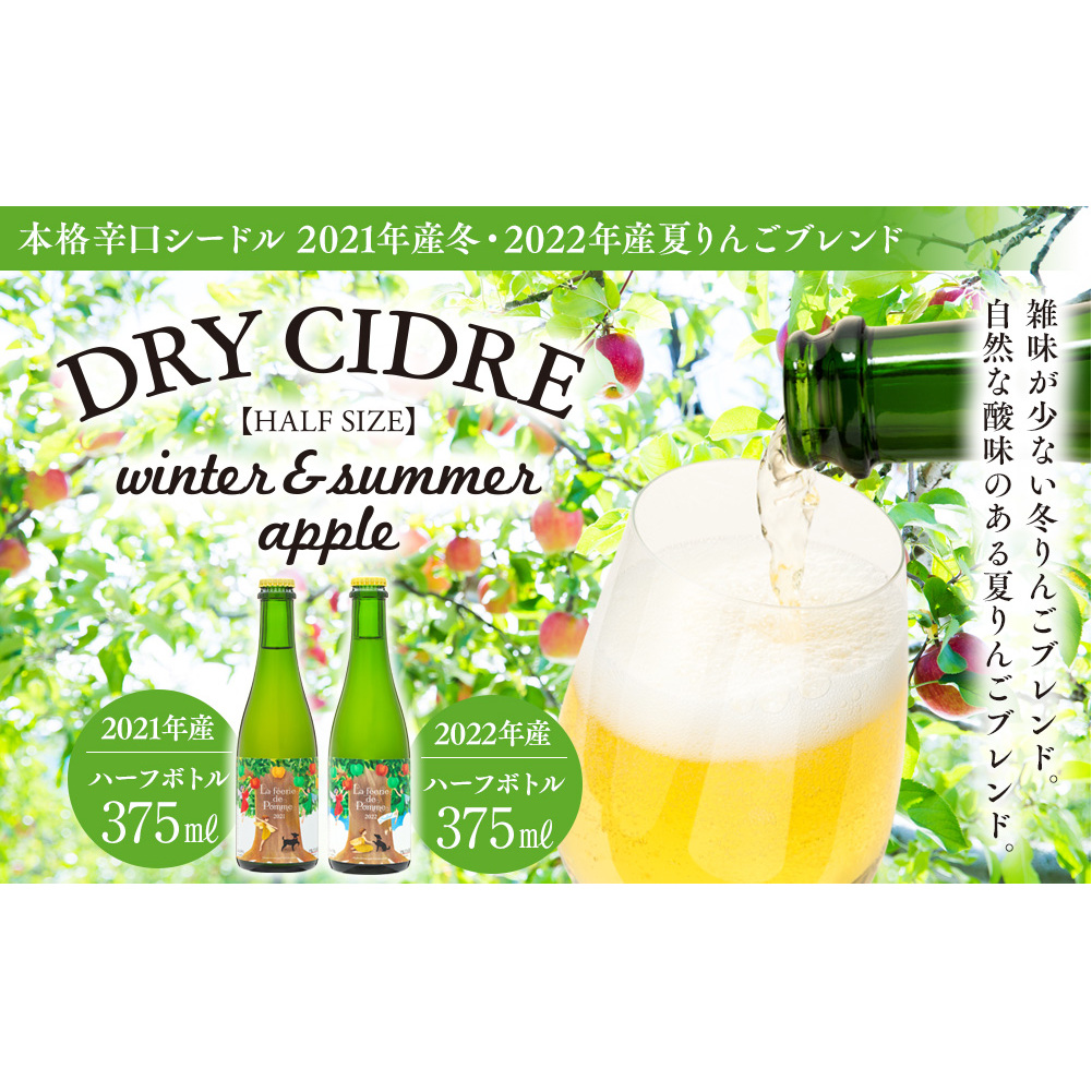 シードル 2021年産冬 2022年産 2本 詰め合わせ セット ハーフボトル 飲み比べ アップルシードル 辛口 りんご 夏リンゴ フルーツ 果物 お酒 酒 果実酒 アルコール 家飲み ギフト プレゼント 贈答