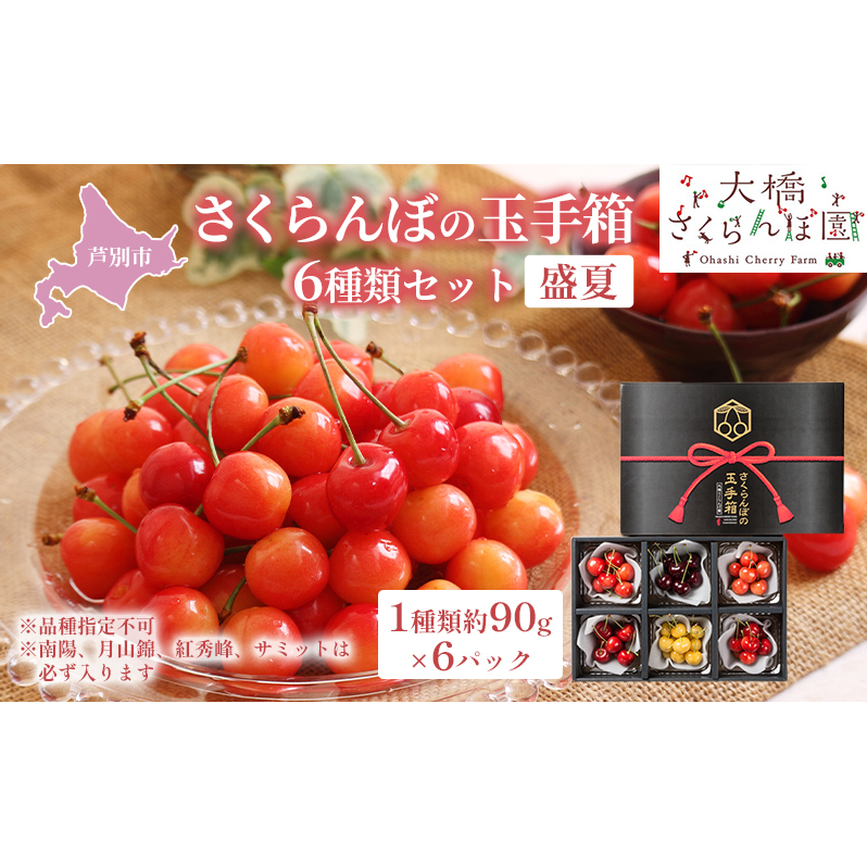 さくらんぼ 先行受付 さくらんぼの玉手箱 6種類 セット 詰め合わせ 盛夏 品種指定不可  サミット 月山錦 南陽 紅秀峰 農林水産大臣賞 受賞 サクランボ チェリー 果物 果物類 フルーツ デザー