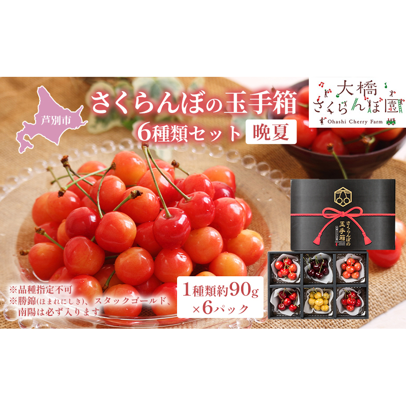 【先行受付】さくらんぼの玉手箱 6種類セット 晩夏 ※品種指定不可 果物類 フルーツ チェリー 北海道芦別市49000果物・フルーツさくらんぼ
