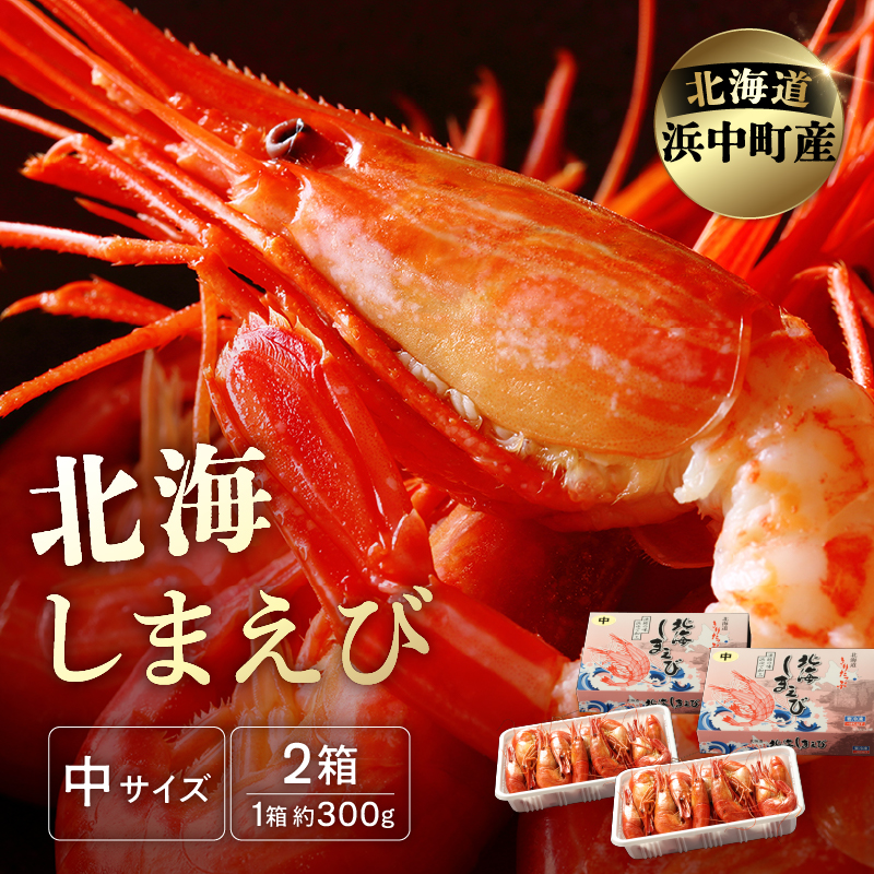 北海しまえび(中) 300g×2箱セット(1箱あたり17尾前後)_H0001-009北海道浜中町24000魚介・海産物エビ