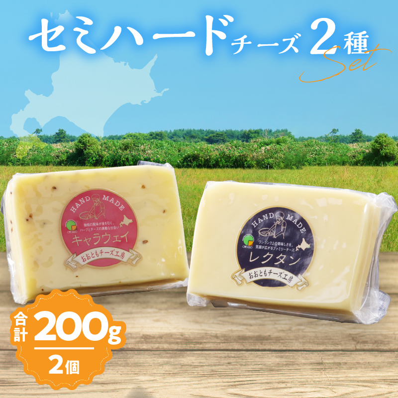 【おおともチーズ工房】セミハードチーズ2種セット(キャラウェイ・レクタン)_H0003-014北海道浜中町7000卵・乳製品チーズ