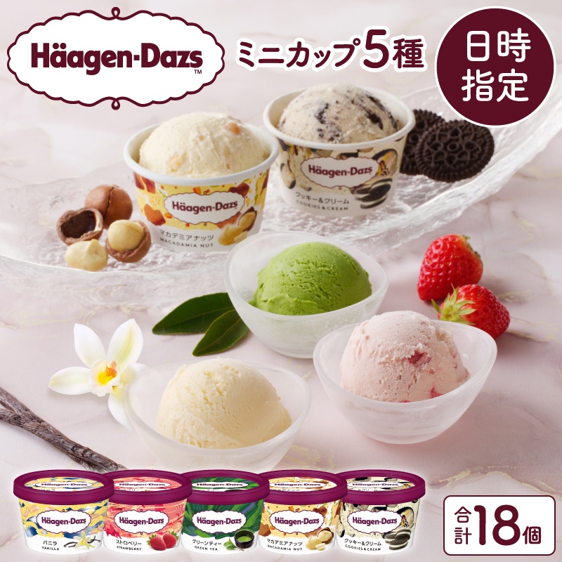 【着日指定できます!!】ハーゲンダッツ『定番ミニカップ5種セット(合計18個)』アイスクリーム アイス スイーツ デザート_H0016-016北海道浜中町32000菓子・スイーツアイス・ジェラート