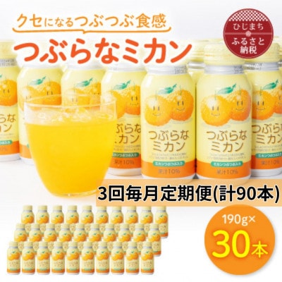 【毎月定期便】つぶらなミカン(190g×30本)(日出町)全3回【4052989】大分県日出町33000お茶・飲料果汁・野菜飲料