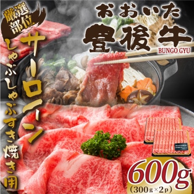 【毎月定期便】厳選部位おおいた豊後牛サーロインしゃぶすき焼き用600g 300g×2(日出町)全3回【配送不可地域:離島】【4074193】大分県日出町52000肉牛肉