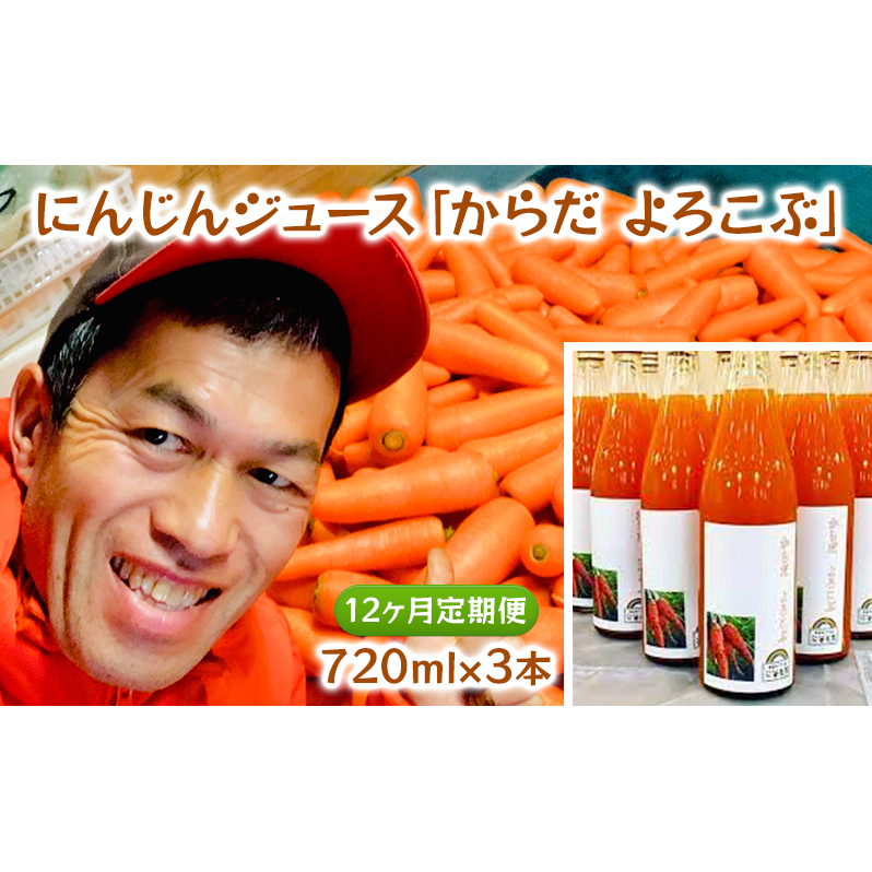 にんじんジュース「からだ よろこぶ」720ml×3本 12ヶ月定期便 千葉県千葉市389000お茶・飲料果汁・野菜飲料